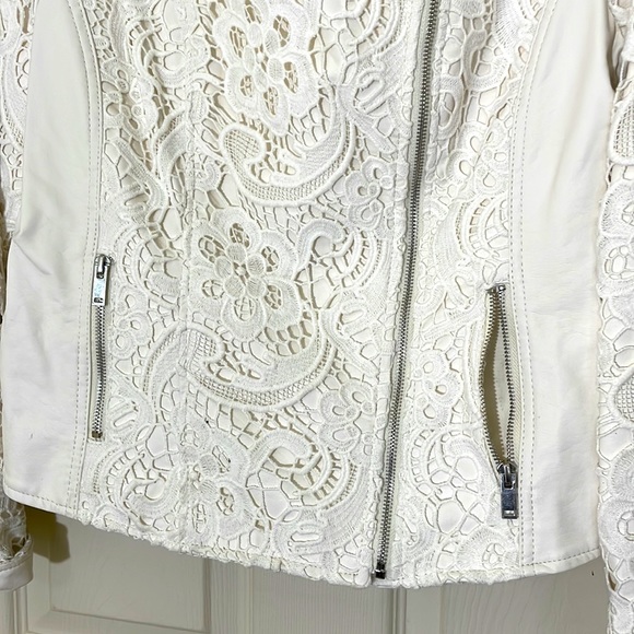 White Leather With Lace Jacket Size Large - Picture 6 of 11